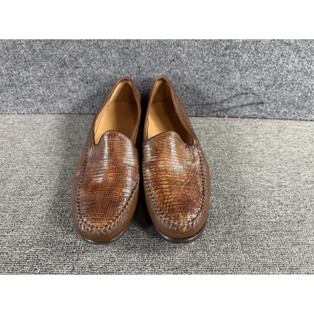 Alan Payne Shoes Mens 12 A Brown Genuine Lizard Leather Loafer Slip On Dress